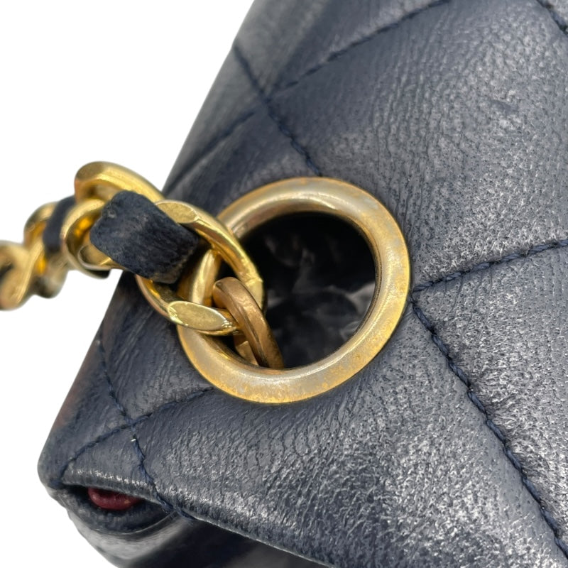 シャネル CHANEL ミニマトラッセ18 A01115 1番台 ネイビー GD金具 ラムスキン レディース ショルダーバッグ