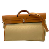 エルメス HERMES エールジップキャビン50 B刻 ベージュ ブラウン シルバー金具 トワル ユニセックス ハンドバッグ