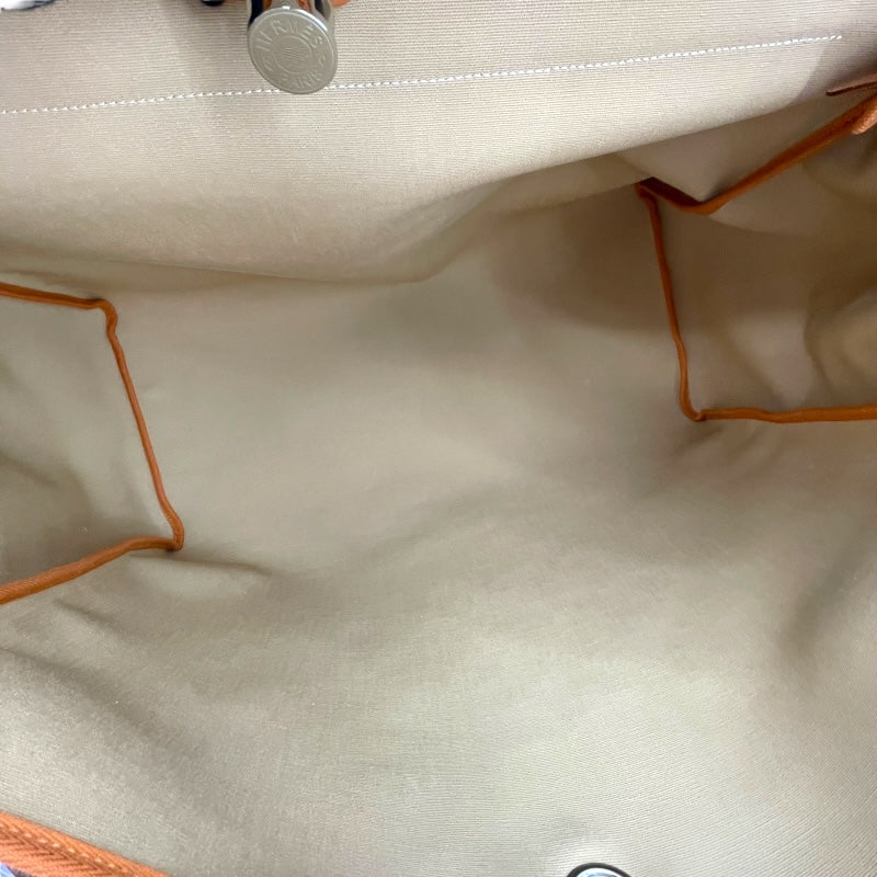 エルメス HERMES エールジップキャビン50 B刻 ベージュ ブラウン シルバー金具 トワル ユニセックス ハンドバッグ