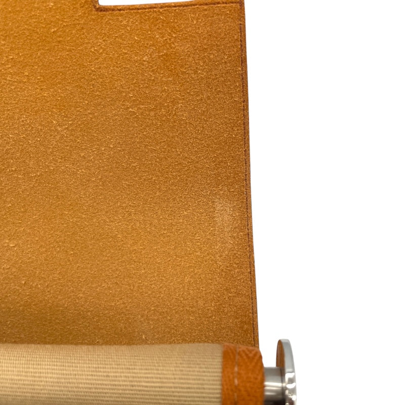 エルメス HERMES エールジップキャビン50 B刻 ベージュ ブラウン シルバー金具 トワル ユニセックス ハンドバッグ