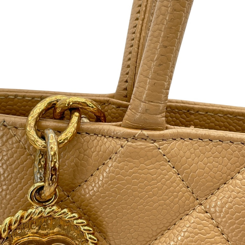 シャネル CHANEL 復刻トート A01804 7番台 ベージュ ゴールド金具 キャビアスキン レディース トートバッグ