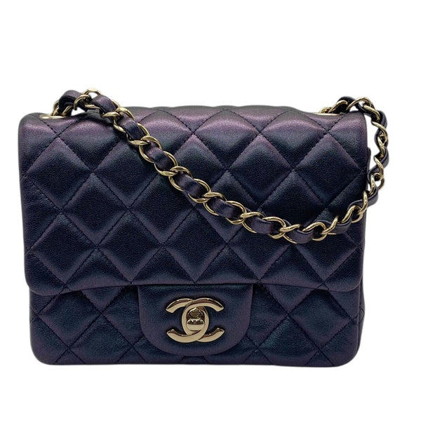 シャネル CHANEL ミニマトラッセ18 A35200 メタリックパープル GD金具 キャビアスキン レディース ショルダーバッグ