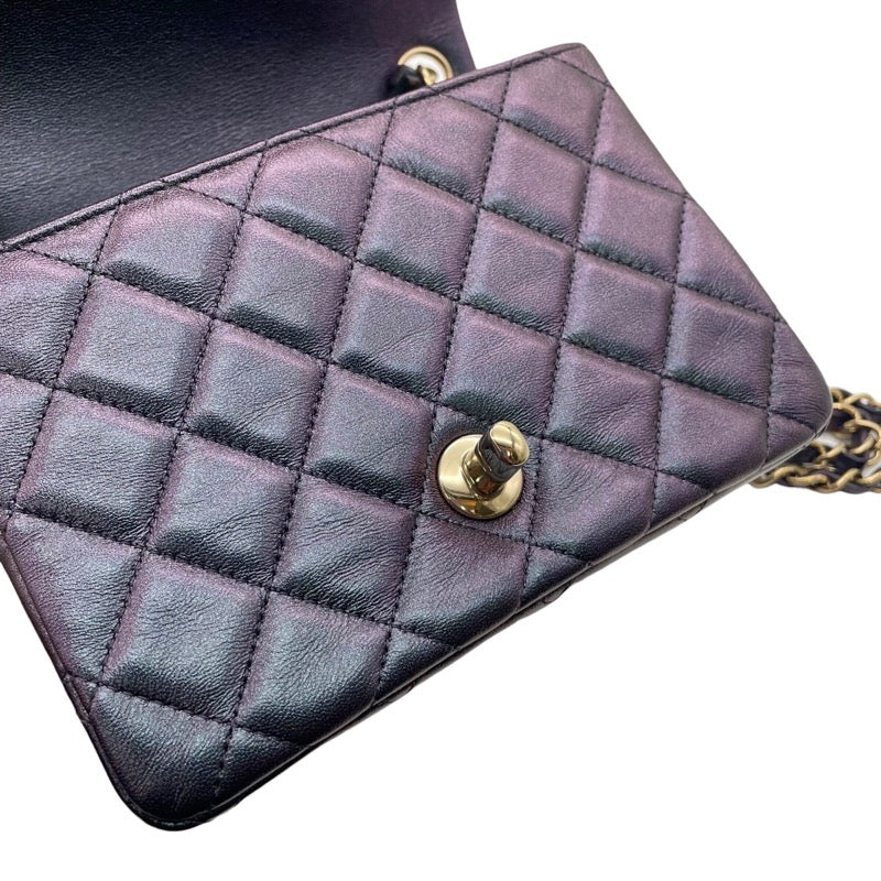 シャネル CHANEL ミニマトラッセ18 A35200 メタリックパープル GD金具 キャビアスキン レディース ショルダーバッグ