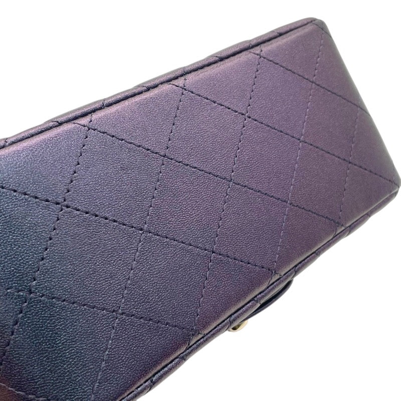 シャネル CHANEL ミニマトラッセ18 A35200 メタリックパープル GD金具 キャビアスキン レディース ショルダーバッグ