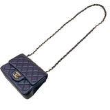 シャネル CHANEL ミニマトラッセ18 A35200 メタリックパープル GD金具 キャビアスキン レディース ショルダーバッグ