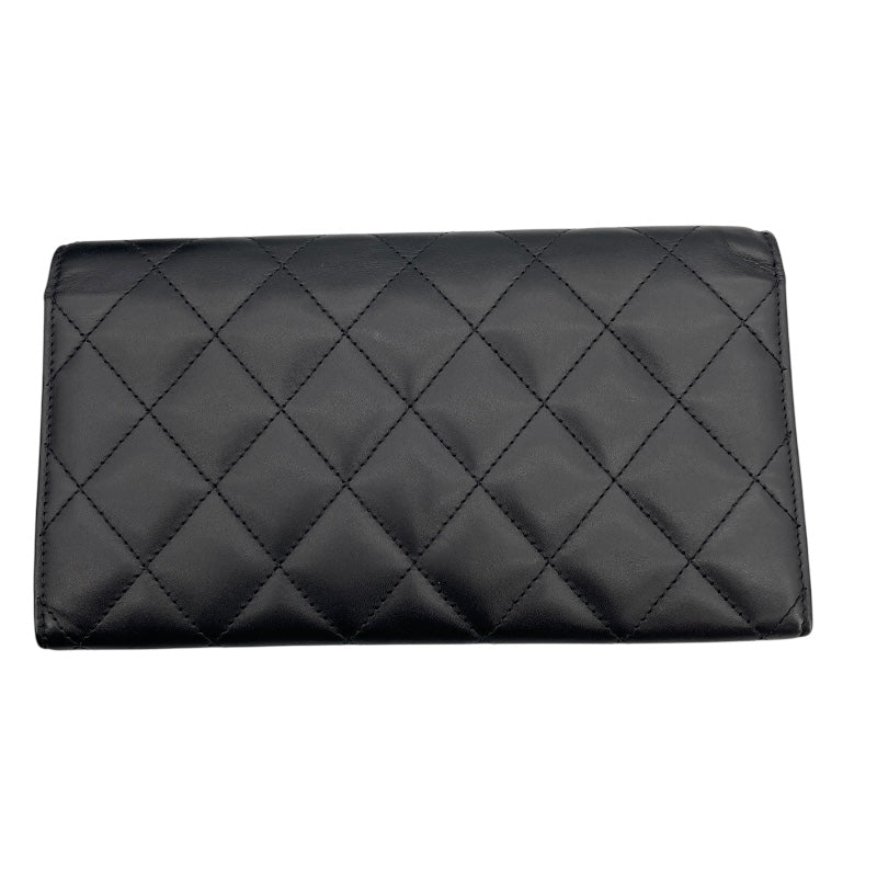 シャネル CHANEL カンボンラインウォレット A50077 ブラック SV金具 ラムスキン/エナメル レディース 長財布