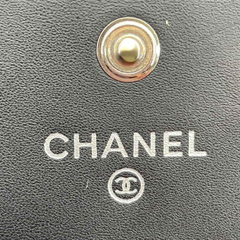 シャネル CHANEL カンボンラインウォレット A50077 ブラック SV金具 ラムスキン/エナメル レディース 長財布