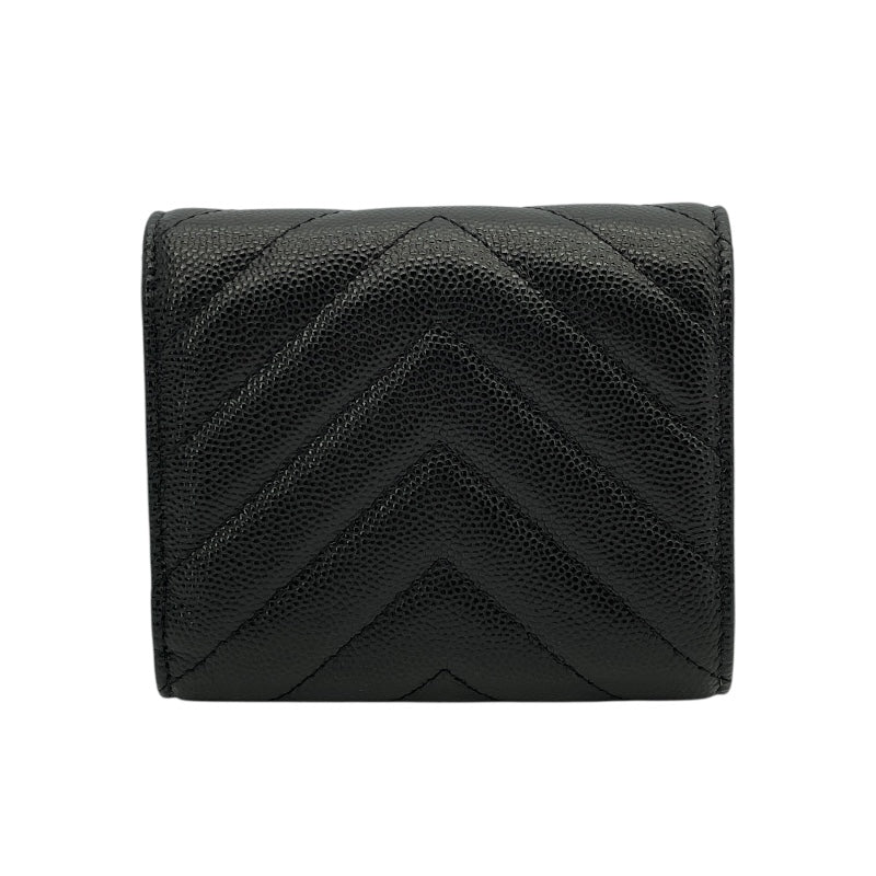 シャネル CHANEL ココマーク Vステッチ スモールウォレット AP0231 24番台 ブラック シルバー金具 キャビアスキン レディース 三つ折り財布