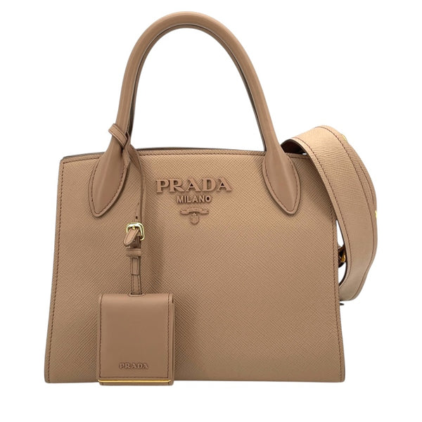 プラダ PRADA サフィアーノ 2WAYハンドバッグ 1BA156 ベージュ レザー レディース ハンドバッグ