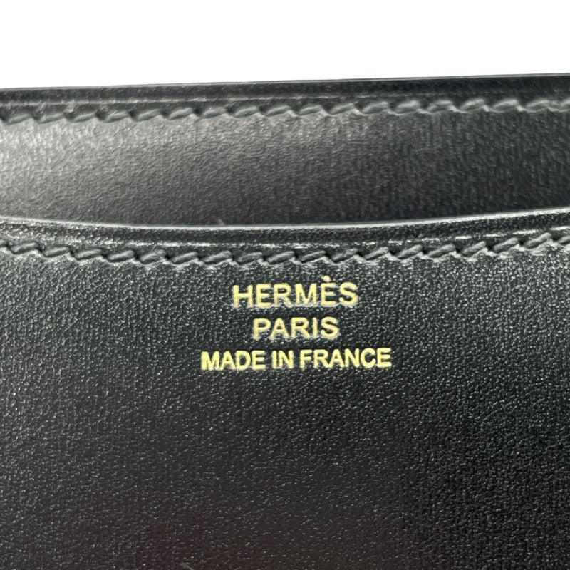 エルメス HERMES コンスタンㇲ3　ミニ Z刻 ブラック　GD金具 ボックスカーフ レディース ショルダーバッグ