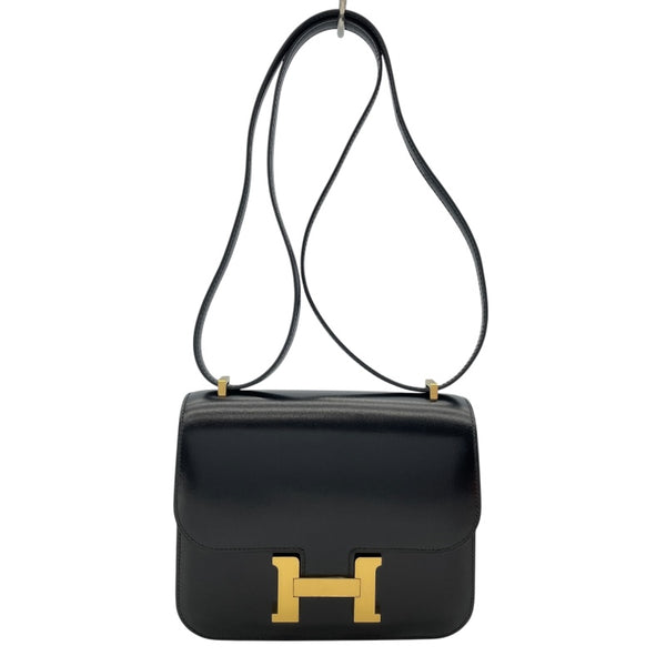 エルメス HERMES コンスタンㇲ3　ミニ Z刻 ブラック　GD金具 ボックスカーフ レディース ショルダーバッグ
