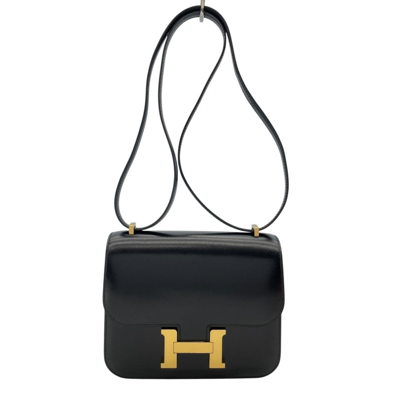 エルメス HERMES コンスタンㇲ3　ミニ Z刻 ブラック　GD金具 ボックスカーフ レディース ショルダーバッグ