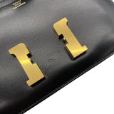 エルメス HERMES コンスタンㇲ3　ミニ Z刻 ブラック　GD金具 ボックスカーフ レディース ショルダーバッグ