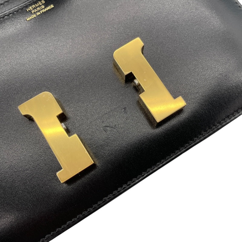 エルメス HERMES コンスタンㇲ3　ミニ Z刻 ブラック　GD金具 ボックスカーフ レディース ショルダーバッグ