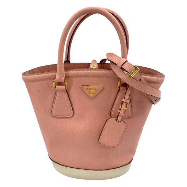 プラダ PRADA サフィアーノ リュクス B2442B ピンク/ホワイト サフィアーノ レディース ショルダーバッグ