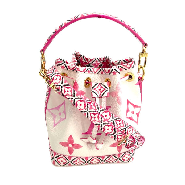ルイ・ヴィトン LOUIS VUITTON ナノ ノエ ホワイト×ピンク モノグラム・フラワースタイル レディース ショルダーバッグ