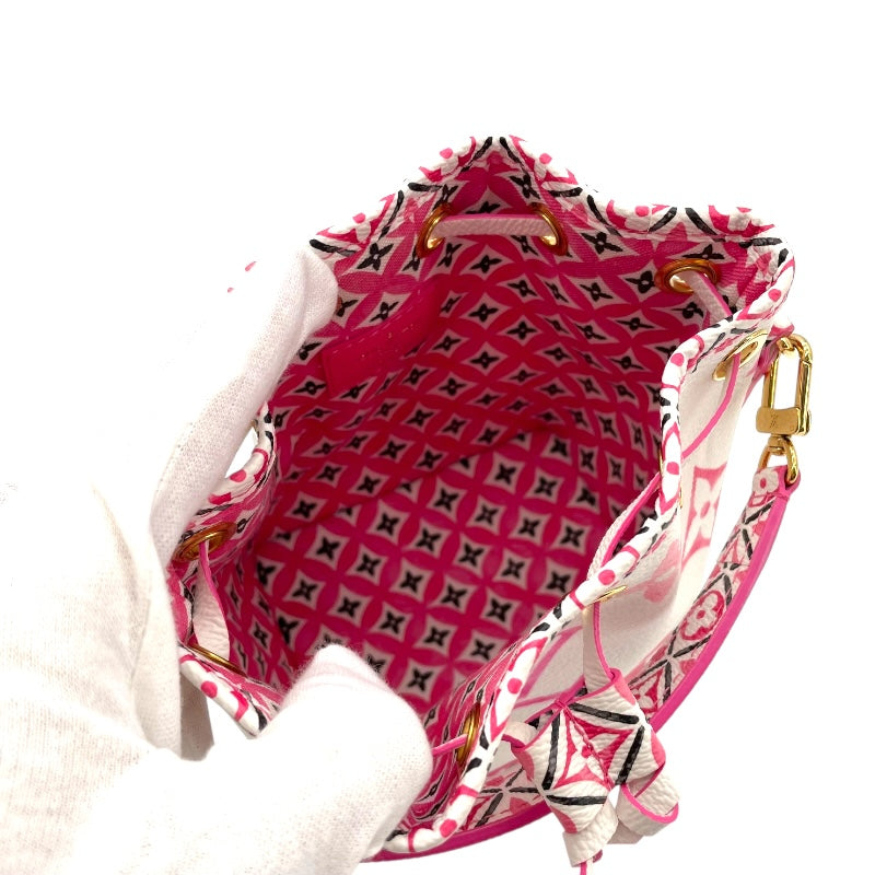 ルイ・ヴィトン LOUIS VUITTON ナノ ノエ ホワイト×ピンク モノグラム・フラワースタイル レディース ショルダーバッグ