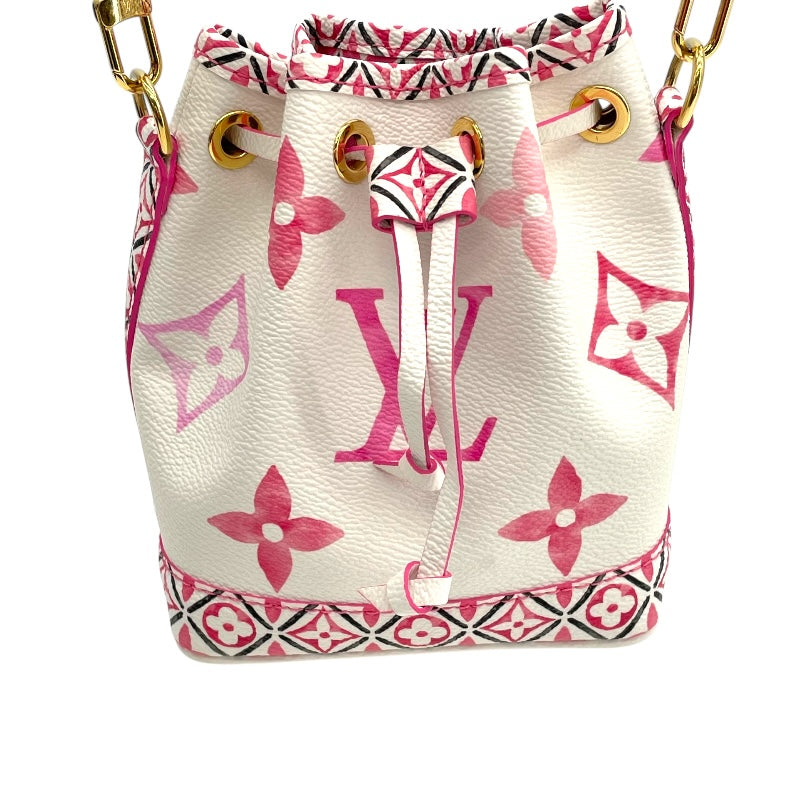 ルイ・ヴィトン LOUIS VUITTON ナノ ノエ ホワイト×ピンク モノグラム・フラワースタイル レディース ショルダーバッグ