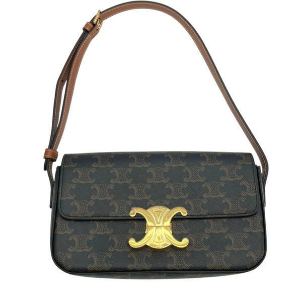 希少【CELINE】トリオンフ キャンバス クロード ハンドバック セリーヌ CELINE ショルダーバッグ クロード 194142 ブラウン