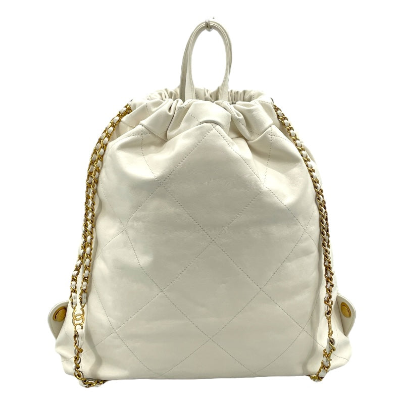 シャネル CHANEL バックパック AS3859 ホワイト ゴールド金具 シャイニーカーフ レディース リュック・デイパック