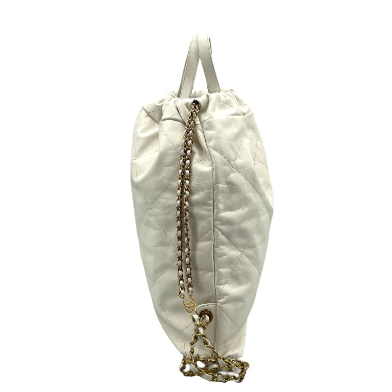 シャネル CHANEL バックパック AS3859 ホワイト ゴールド金具 シャイニーカーフ レディース リュック・デイパック