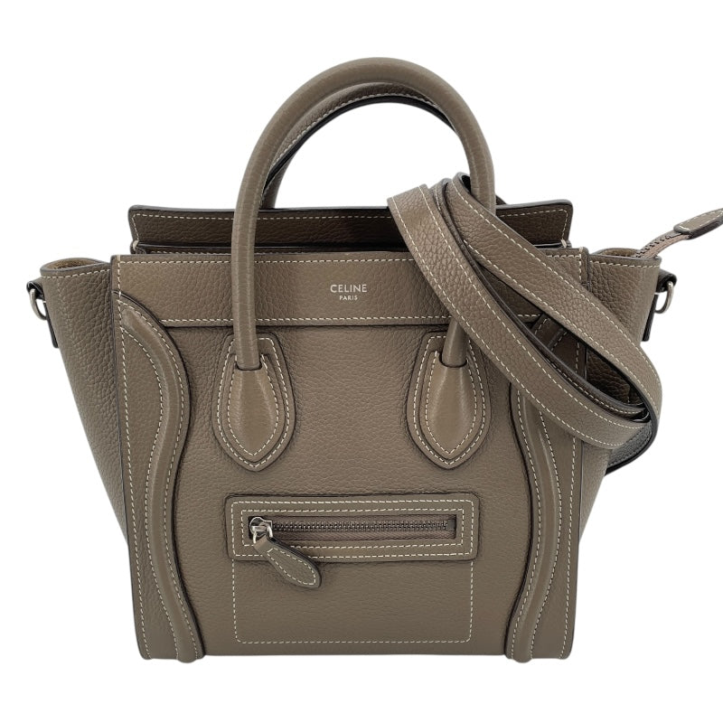セリーヌ CELINE ラゲージナノショッパー 189243 カーキ ドラムドカーフ レディース ショルダーバッグ