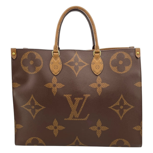 ルイ・ヴィトン LOUIS VUITTON オンザゴーGM M45320 ブラウン モノグラム・ジャイアント・リバース ユニセックス トートバッグ