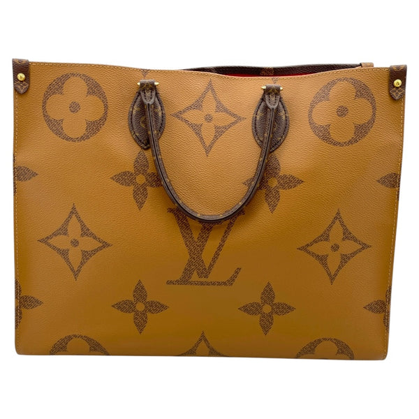 ルイ・ヴィトン LOUIS VUITTON オンザゴーGM M45320 ブラウン モノグラム・ジャイアント・リバース ユニセックス トートバッグ