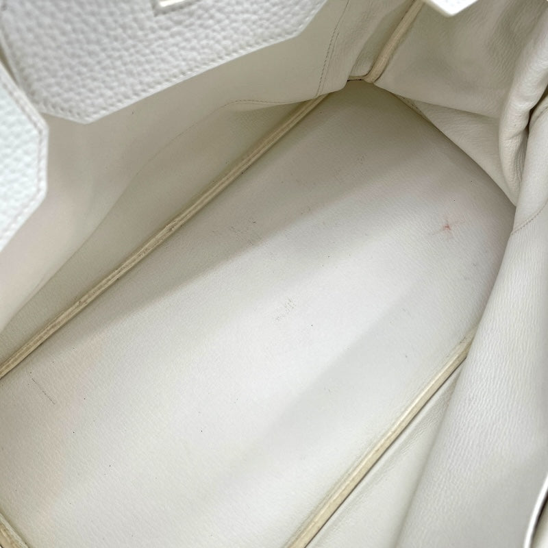 エルメス HERMES バーキン40 □N刻 ホワイト シルバー金具 トリヨン レディース ハンドバッグ
