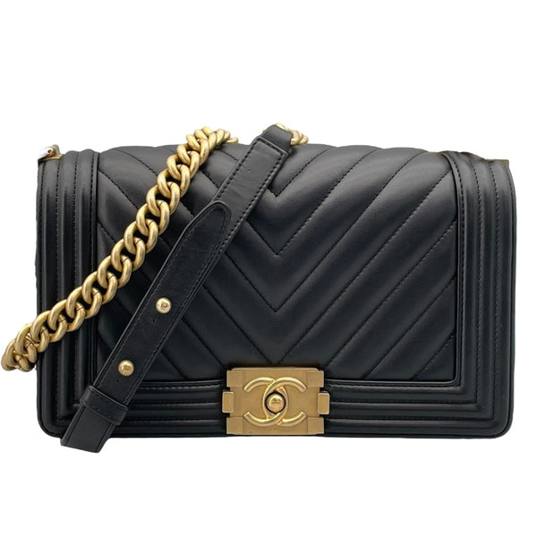 シャネル CHANEL ボーイシャネル25 Vステッチ A67066 26番台 ブラック GD金具 カーフ レディース ショルダーバッグ