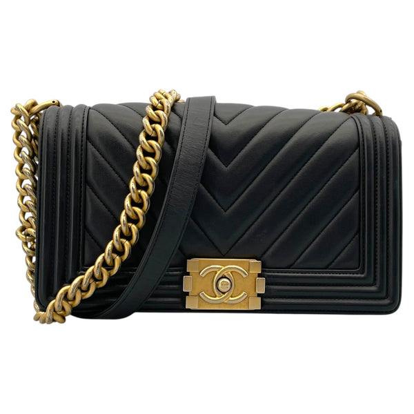 シャネル CHANEL ボーイシャネル25 Vステッチ A67086  25番台 ブラック ゴールド金具 カーフ レディース ショルダーバッグ