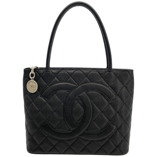 シャネル CHANEL 復刻トート A01804 6番台 ブラック シルバー金具 キャビアスキン レディース ハンドバッグ