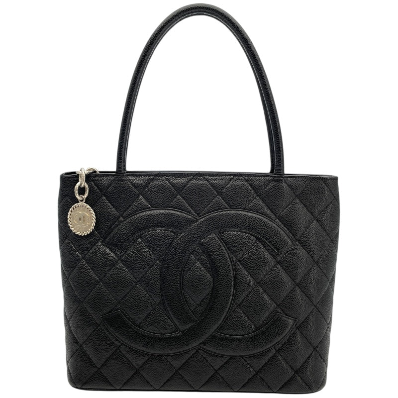 シャネル CHANEL 復刻トート A01804 6番台 ブラック シルバー金具 キャビアスキン レディース ハンドバッグ
