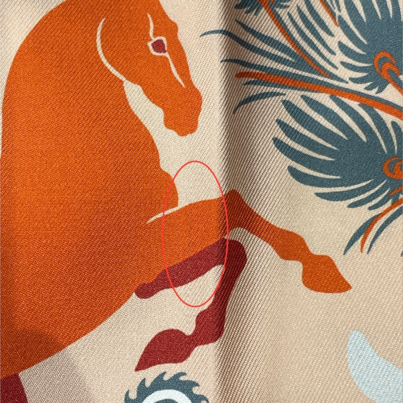 エルメス HERMES カレ90 ダブルフェイス  Sous le Charme d'Orphee レッド グレー シルク100％ レディース スカーフ