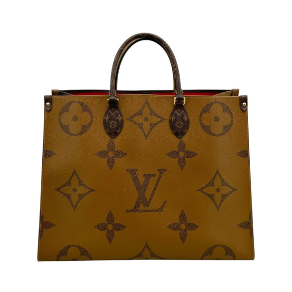 ルイ・ヴィトン LOUIS VUITTON オンザゴーGM M44576 ブラウン モノグラム ジャイアント・リバース レディース トートバッグ