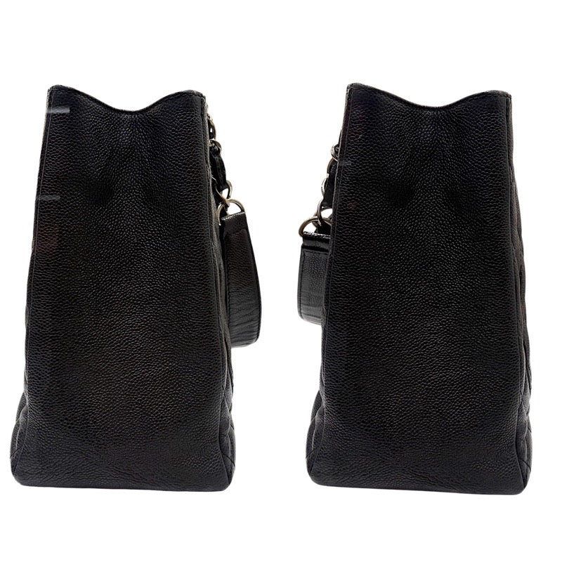 シャネル CHANEL GSTトートバッグ A50995 13番台 ブラック×シルバー金具 キャビアスキン レディース トートバッグ