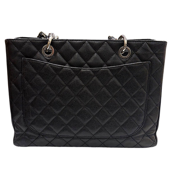 シャネル CHANEL GSTトートバッグ A50995 13番台 ブラック×シルバー金具 キャビアスキン レディース トートバッグ