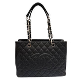 シャネル CHANEL GSTトートバッグ A50995 13番台 ブラック×シルバー金具 キャビアスキン レディース トートバッグ