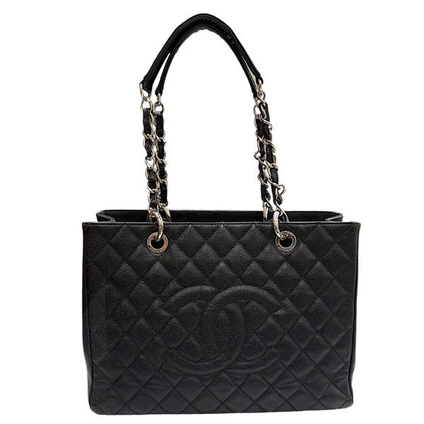 シャネル CHANEL GSTトートバッグ A50995 13番台 ブラック×シルバー金具 キャビアスキン レディース トートバッグ