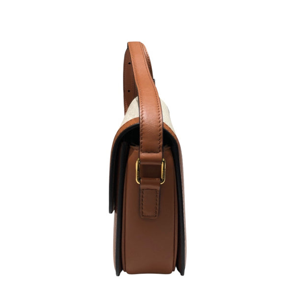 セリーヌ CELINE ティーントリオンフショルダー ナチュラル/タン キャンバス・カーフ レディース ショルダーバッグ