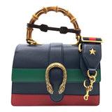 グッチ GUCCI ディオニュソス バンブー ハンドルバッグ 2way 448075 ネイビー/グリーン/レッド レザー レディース ショルダーバッグ