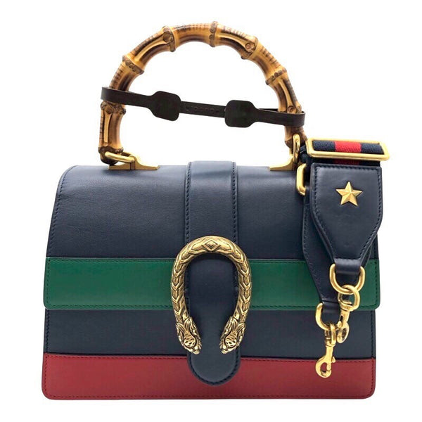 グッチ GUCCI ディオニュソス バンブー ハンドルバッグ 2way 448075 ネイビー/グリーン/レッド レザー レディース ショルダーバッグ