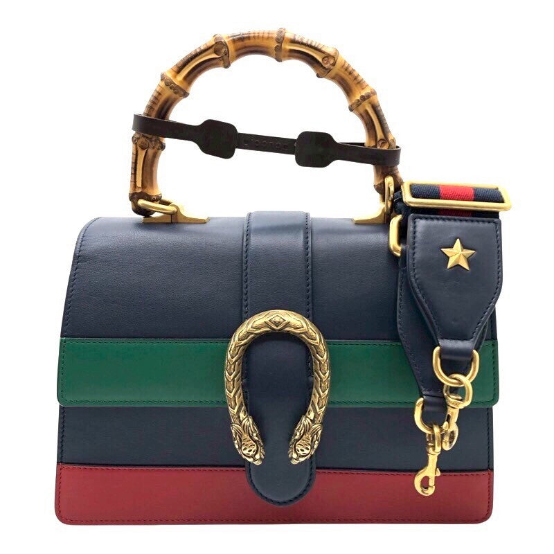 グッチ GUCCI ディオニュソス バンブー ハンドルバッグ 2way 448075 ネイビー/グリーン/レッド レザー レディース ショルダーバッグ