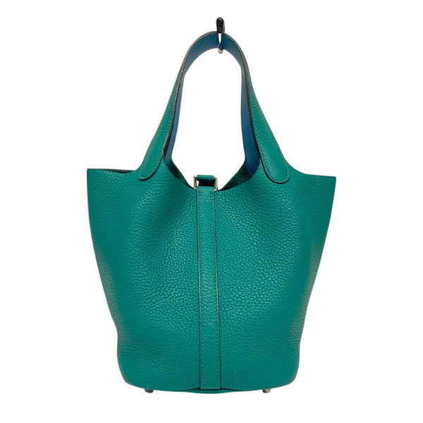 エルメス HERMES ピコタンロック PM エクラ Y刻印 ヴェールヴェローヌ×ブルーノール シルバー金具 トリヨンクレマンス レディース ハンドバッグ