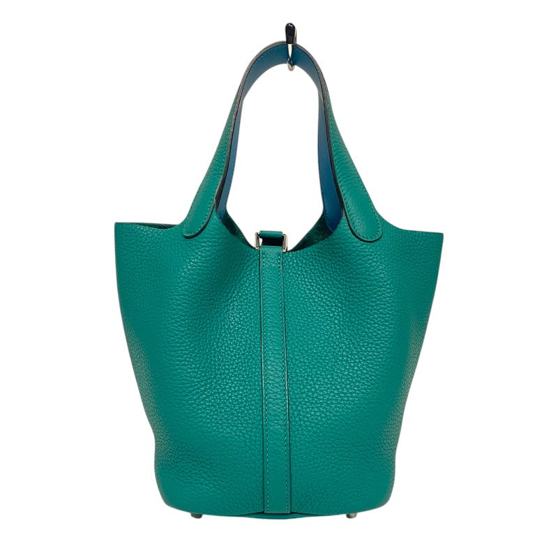 エルメス HERMES ピコタンロック PM エクラ Y刻印 ヴェールヴェローヌ×ブルーノール シルバー金具 トリヨンクレマンス レディース ハンドバッグ