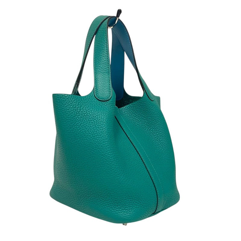 エルメス HERMES ピコタンロック PM エクラ Y刻印 ヴェールヴェローヌ×ブルーノール シルバー金具 トリヨンクレマンス レディース ハンドバッグ