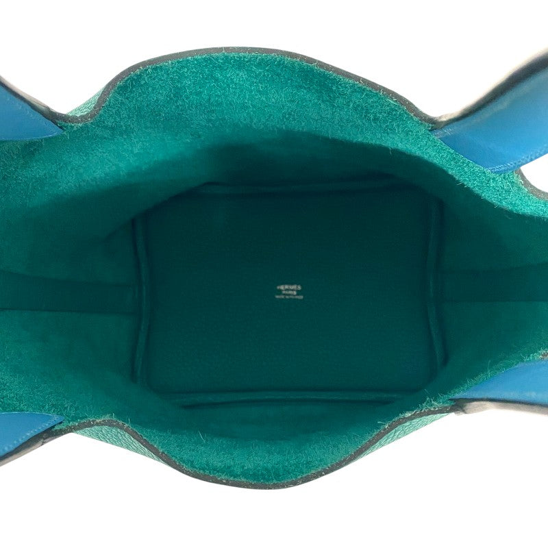 エルメス HERMES ピコタンロック PM エクラ Y刻印 ヴェールヴェローヌ×ブルーノール シルバー金具 トリヨンクレマンス レディース ハンドバッグ