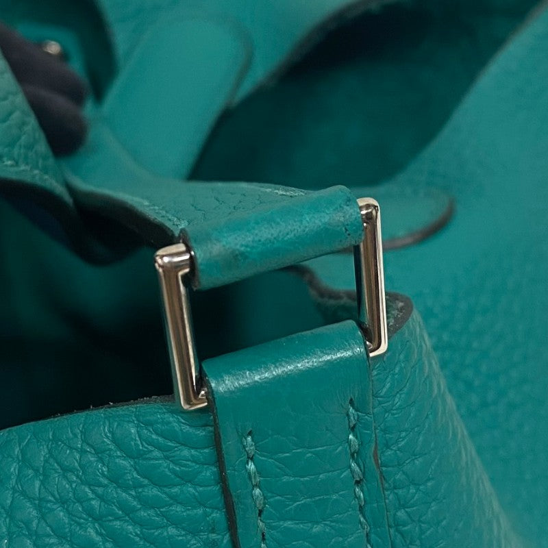エルメス HERMES ピコタンロック PM エクラ Y刻印 ヴェールヴェローヌ×ブルーノール シルバー金具 トリヨンクレマンス レディース ハンドバッグ
