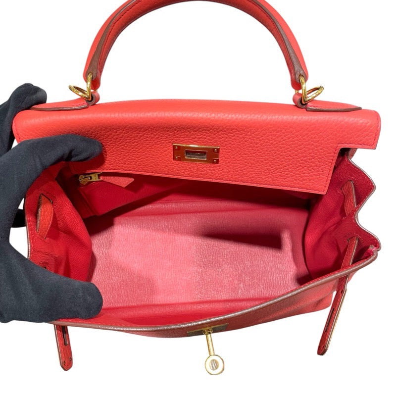 エルメス HERMES ケリー28 X刻 ブーケンビリア GD金具 トゴ レディース ハンドバッグ