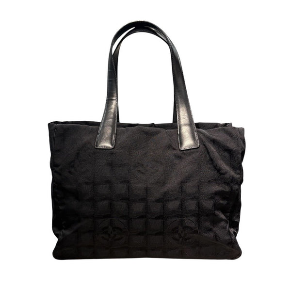 シャネル CHANEL ニュートラベルライントートＭＭ A15991 ブラック ナイロンジャガード レディース トートバッグ